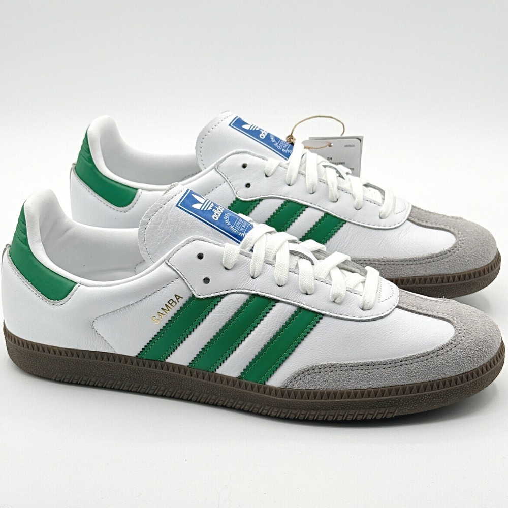 Adidas Samba OG Size 11 Mens Cloud White/Green IG1024, NEW
